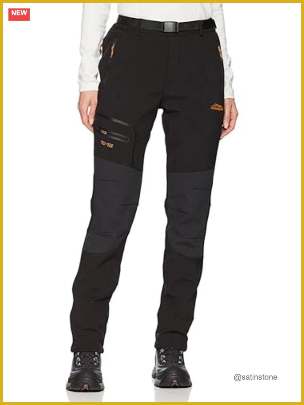 Women's Waterproof Ski Hiking Pants Fleece Lined Cargo Multi Pockets